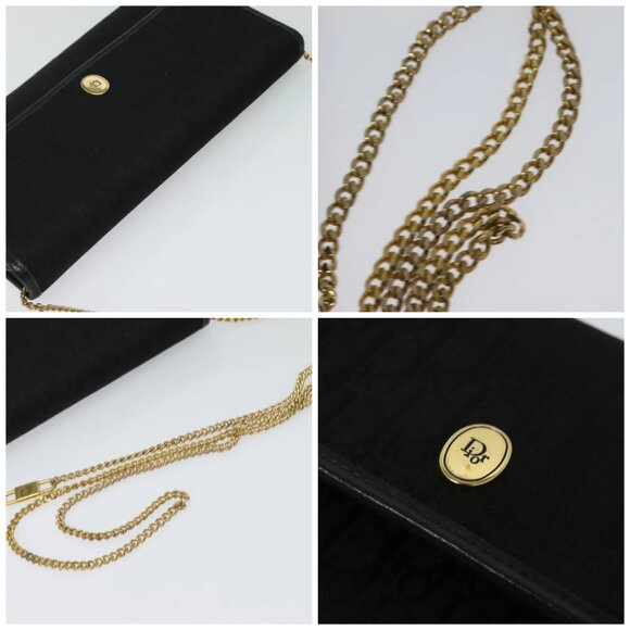 Christian Dior Trotter Canvas Chain Shoulder Bag Black Gold Auth 124297 - Picture 16 of 16